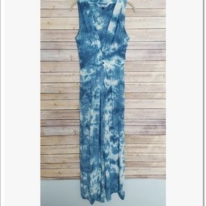 UPSTATE Blue White Tie Dye Sleeveless Silk Maxi Dress Size XS